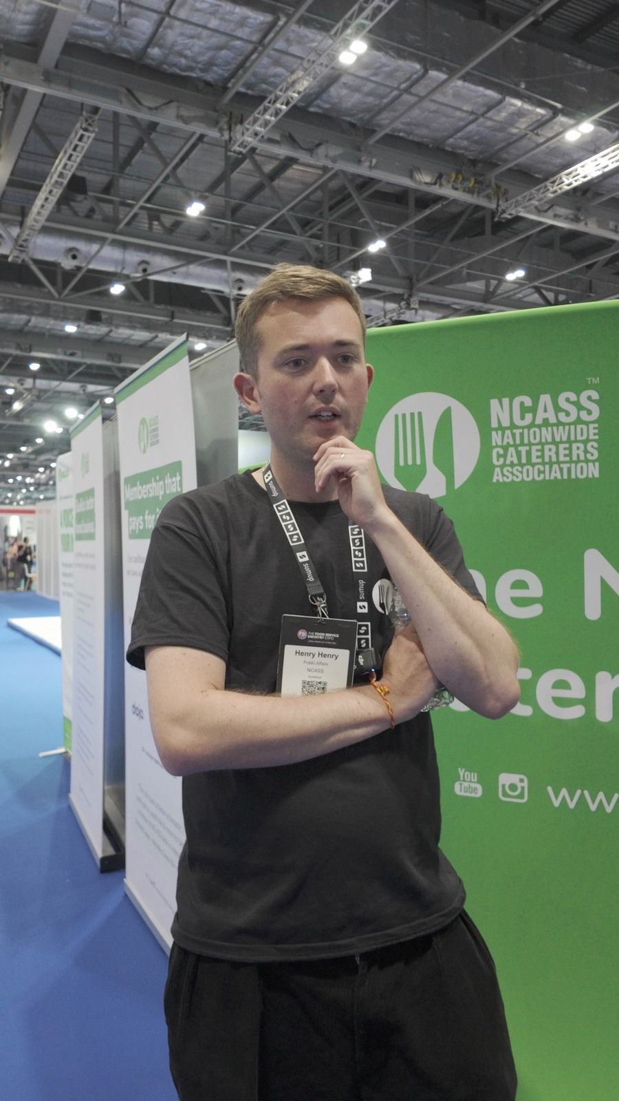 Harry Poultney in front of the NCASS stand during his interview
